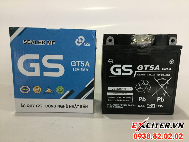 Bình ắc quy gs gt5a cho exciter 150 exciter 135 - 1