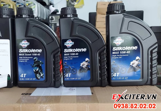 Nhớt fuchs silkolene max 10w40 4t 1l cho exciter các đời - 1