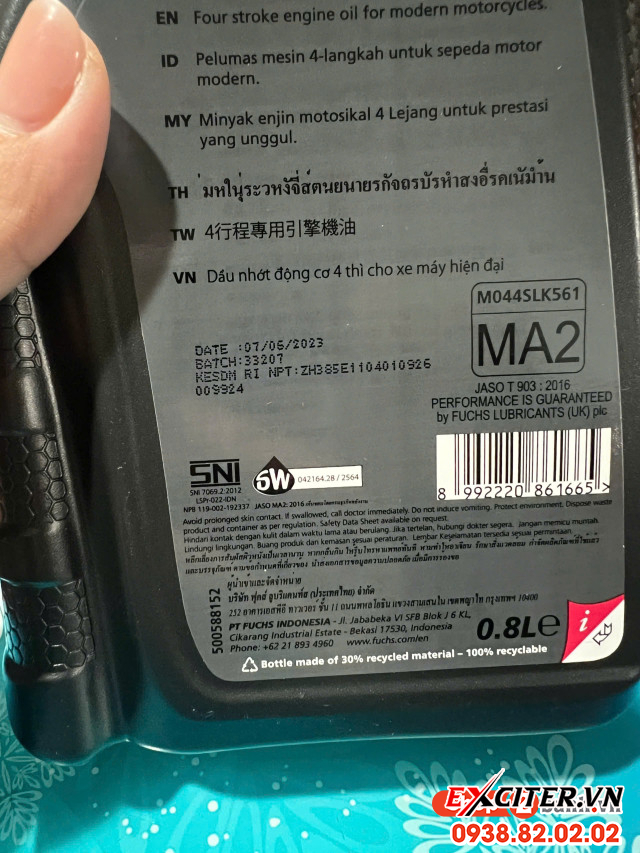 Nhớt fuchs silkolene super 4 10w40 08l cho xe exciter - 3